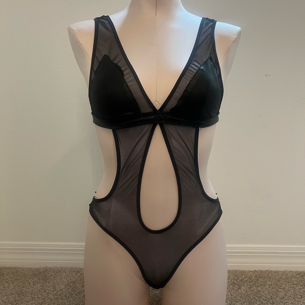 Black strappy bodysuit